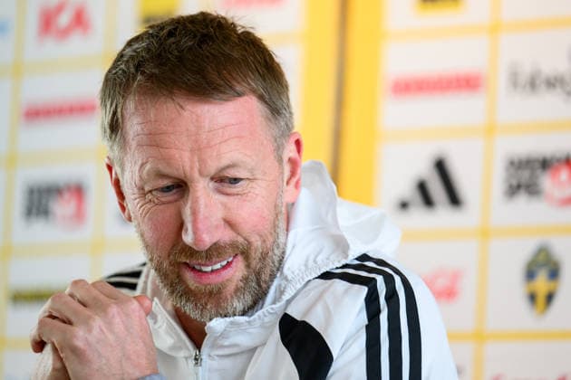 260323 Head coach Graham Potter of the Swedish national football team during a press conference, PK, Pressekonferenz on March 23, 2026 in Valencia. Photo: Joel Marklund BILDBYRAN kod JM JM0803 bbeng fotboll football soccer fotball vm-kval FIFA World Cup, WM, Weltmeisterschaft, Fussball qualifier presskonferens press conference sverige sweden sverige a Copyright: JOELxMARKLUND BB260323JM007