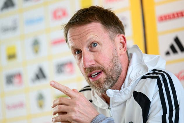 Sport Bilder des Tages 260323 Head coach Graham Potter of the Swedish national football team during a press conference, PK, Pressekonferenz on March 23, 2026 in Valencia. Photo: Joel Marklund BILDBYRAN kod JM JM0803 bbeng fotboll football soccer fotball vm-kval FIFA World Cup, WM, Weltmeisterschaft, Fussball qualifier presskonferens press conference sverige sweden sverige a Copyright: JOELxMARKLUND BB260323JM008