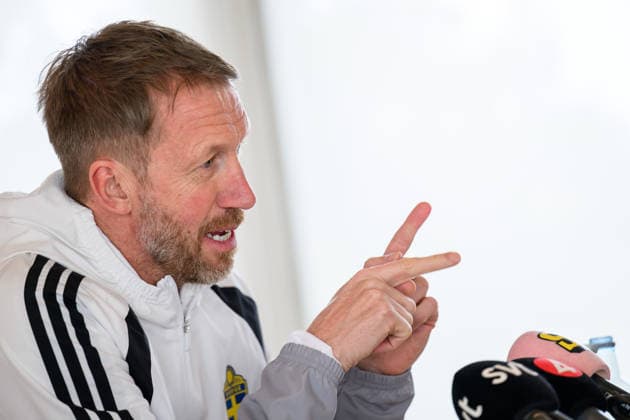 260323 Head coach Graham Potter of the Swedish national football team during a press conference, PK, Pressekonferenz on March 23, 2026 in Valencia. Photo: Joel Marklund BILDBYRAN kod JM JM0803 bbeng fotboll football soccer fotball vm-kval FIFA World Cup, WM, Weltmeisterschaft, Fussball qualifier presskonferens press conference sverige sweden sverige a Copyright: JOELxMARKLUND BB260323JM011