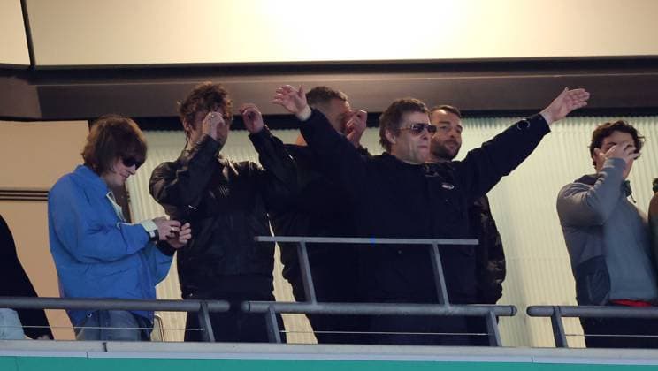 LONDON, ENGLAND, MARCH 22: Liam Gallagher of Oasis celebrates Manchester City 2-0 victory against Arsenal with there families together after the match between Arsenal FC and Manchester City FC in the Carabao Cup Final at Wembley Stadium in London, England, on March 22. (Photo by Daniel Weir) Copyright: xDanielxWeir SportsxPressxPhotox Sportspressphoto_SPR117650
