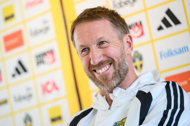 260323 Head coach Graham Potter of the Swedish national football team during a press conference, PK, Pressekonferenz on March 23, 2026 in Valencia. Photo: Joel Marklund BILDBYRAN kod JM JM0803 bbeng fotboll football soccer fotball vm-kval FIFA World Cup, WM, Weltmeisterschaft, Fussball qualifier presskonferens press conference sverige sweden sverige a Copyright: JOELxMARKLUND BB260323JM022