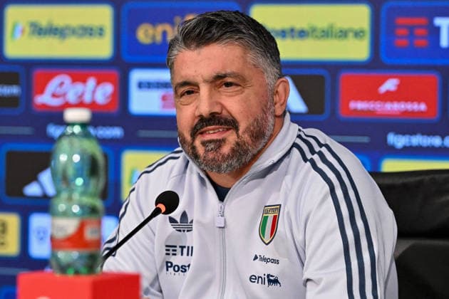 CALCIO - FIFA Mondiali - press conference, PK, Pressekonferenz of Italy s coach Gennaro Gattuso Head coach of Italy Gennaro Gattuso during Press conference of Italy s coach Gennaro Gattuso, FIFA World Cup, WM, Weltmeisterschaft, Fussball match in Florence, Italy, March 23 2026 Florence Italy  Copyright: xIPAxSport ABACAx