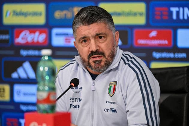 CALCIO - FIFA Mondiali - press conference, PK, Pressekonferenz of Italy s coach Gennaro Gattuso Head coach of Italy Gennaro Gattuso during Press conference of Italy s coach Gennaro Gattuso, FIFA World Cup, WM, Weltmeisterschaft, Fussball match in Florence, Italy, March 23 2026 Florence Italy  Copyright: xIPAxSport ABACAx