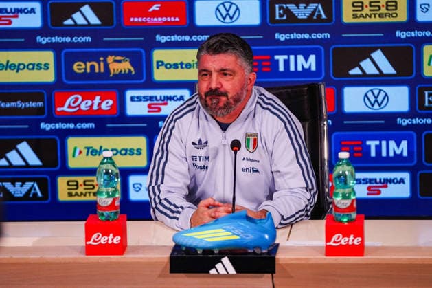 CALCIO - FIFA Mondiali - press conference, PK, Pressekonferenz of Italy s coach Gennaro Gattuso Gennaro Gattuso, the head coach of Italy team, during the press conference during Press conference of Italy s coach Gennaro Gattuso, FIFA World Cup, WM, Weltmeisterschaft, Fussball match in Florence, Italy, March 23 2026 Florence Italy Copyright: xIPAxSport ABACAx
