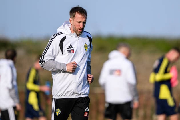 260323 Head coach Graham Potter of the Swedish national football team during a training session on March 23, 2026 in Valencia. Photo: Joel Marklund BILDBYRAN kod JM JM0804 bbeng fotboll football soccer fotball vm-kval FIFA World Cup, WM, Weltmeisterschaft, Fussball qualifier qualifier träning practice training sverige sweden sverige a Copyright: JOELxMARKLUND BB260323JM055