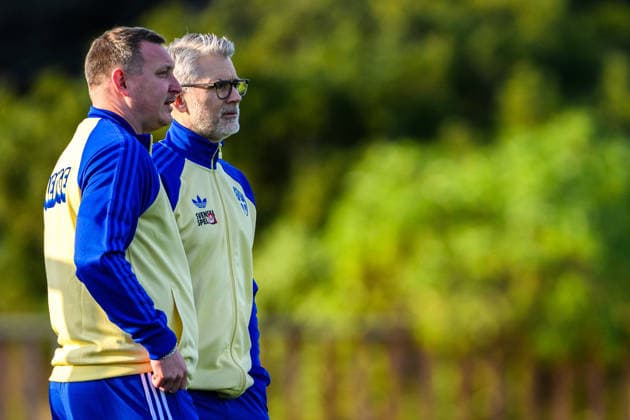 260323 260323 Kim Källström, Head of National teams of Sweden and Niclas CarlnÃ n, General Secretary of the Swedish Football Federation of the Swedish national football team during a training session on March 23, 2026 in Valencia. Photo: Joel Marklund BILDBYRAN kod JM JM0804 bbeng fotboll football soccer fotball vm-kval FIFA World Cup, WM, Weltmeisterschaft, Fussball qualifier qualifier träning practice training sverige sweden sverige a Copyright: JOELxMARKLUND BB260323JM058