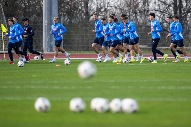 A training session of the Czech national football team before the World Cup playoffs, in Prague, Czech Republic, on March 23, 2026. (CTKxPhoto OndrejxDeml) CTKPhotoP2026032306214  CTKPhotoP2026032306214