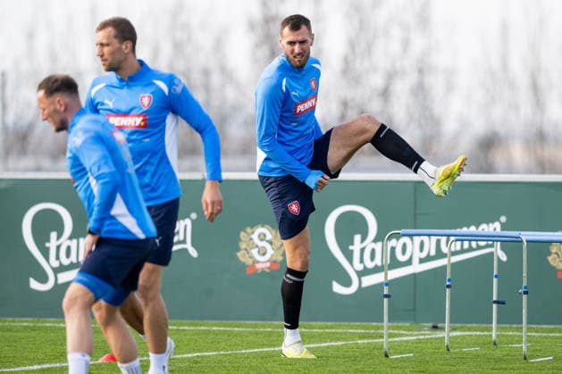 L-R Vladimir Coufal, Tomas Soucek, Tomas Chory attend a training session of the Czech national football team before the World Cup playoffs, in Prague, Czech Republic, on March 23, 2026. (CTKxPhoto OndrejxDeml) CTKPhotoP2026032306298  CTKPhotoP2026032306298