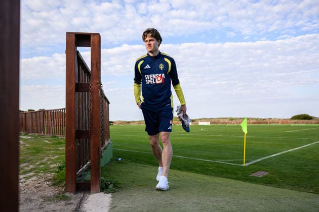 260323 Mattias Svanberg of the Swedish national football team during a training session on March 23, 2026 in Valencia. Photo: Joel Marklund BILDBYRAN kod JM JM0804 bbeng fotboll football soccer fotball vm-kval FIFA World Cup, WM, Weltmeisterschaft, Fussball qualifier qualifier träning practice training sverige sweden sverige a Copyright: JOELxMARKLUND BB260323JM071