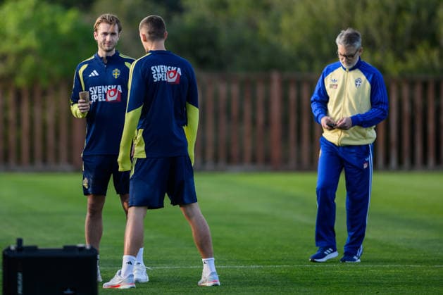 260323 Benjamin Nygren of the Swedish national football team during a training session on March 23, 2026 in Valencia. Photo: Joel Marklund BILDBYRAN kod JM JM0804 bbeng fotboll football soccer fotball vm-kval FIFA World Cup, WM, Weltmeisterschaft, Fussball qualifier qualifier träning practice training sverige sweden sverige a Copyright: JOELxMARKLUND BB260323JM100