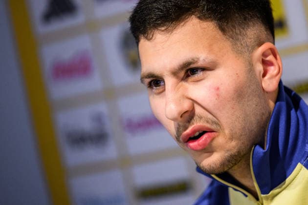 260323 Roony Bardghji of the Swedish national football team in the mixed zone after a training session on March 23, 2026 in Valencia. Photo: Joel Marklund BILDBYRAN kod JM JM0804 bbeng fotboll football soccer fotball vm-kval FIFA World Cup, WM, Weltmeisterschaft, Fussball qualifier qualifier träning practice training sverige sweden sverige a Copyright: JOELxMARKLUND BB260323JM118