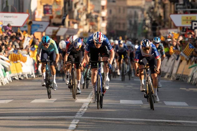 March 23, 2026, Sant Feliu De Guixols, Girona, Spain: Sant Feliu De Guixols. French rider Dorian Godon beats Remco Evenepoel at photofinish oin stage 1 of Volta Catalunya 2026 Volta Catalunya 2026  - ZUMAm214 20260323_zip_m214_039 Copyright: xMatteoxSeccix
