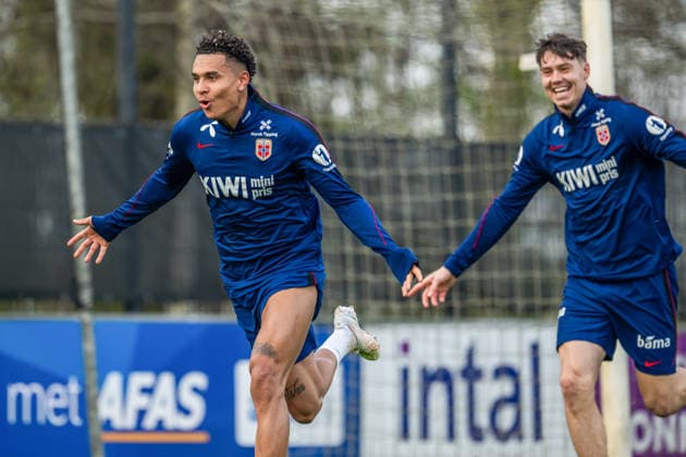260323 Antonio Nusa of the Norwegian national football team during a training session on March 23, 2026 in Wijdewormer. Photo: Vegard Grott BILDBYRAN kod VG VG0897 bbeng fotball football soccer fotboll norge norway trening träning training practice amsterdam Copyright: VEGARDxGRoTT BB260323VG013