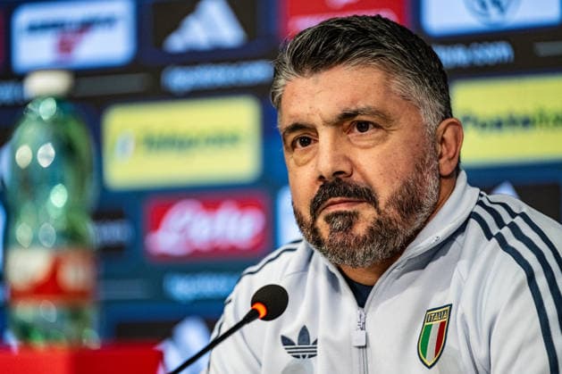 Italy U21, U 21 Training Session & press conference, PK, Pressekonferenz Italy head coach Gennaro Gattuso attends a press conference at the FIGC Technical Centre in Coverciano ahead of Italy s upcoming international fixtures on March 23, 2026, in Coverciano, Italy. Coverciano Italy  Copyright: xGiacomoxCosuax originalFilename:cosua-notitle260323_npiBX.jpg