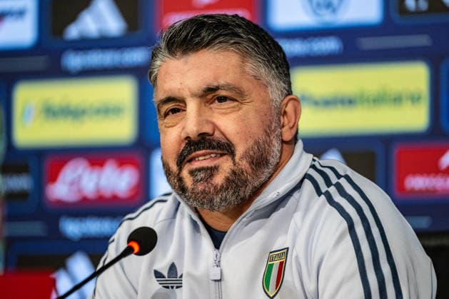 Italy U21, U 21 Training Session & press conference, PK, Pressekonferenz Italy head coach Gennaro Gattuso attends a press conference at the FIGC Technical Centre in Coverciano ahead of Italy s upcoming international fixtures on March 23, 2026, in Coverciano, Italy. Coverciano Italy  Copyright: xGiacomoxCosuax originalFilename:cosua-notitle260323_npVOi.jpg
