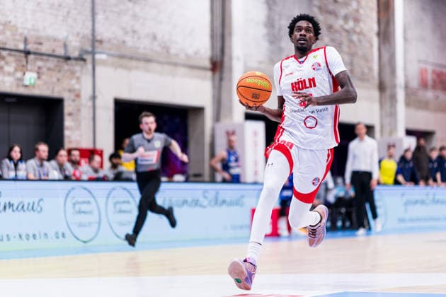 Barmer 2. Basketball Bundesliga ProA: RheinStars Köln vs Phoenix Hagen, 23.03.2026 Kenny Andre Calliste Keannou Baptiste (RheinStars Köln, 39) am Ball Barmer 2. Basketball Bundesliga ProA: RheinStars Köln vs Phoenix Hagen, Köln, Motorworld am 23.03.2026 Copyright: xBEAUTIFULxSPORTS Wunderlx