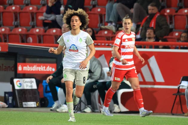 DEU, 1.BL, Frauen, 1.FC Union vs. Werder Bremen, 23.03.2026, Stadion Alte Foersterei, Berlin, DEU, 1.BL, Frauen, 1.FC Union vs. Werder Bremen, im Bild: Amira Arfaoui (Werder Bremen 8) DFL - regulations prohibit any use of Photographs as image sequences and or quasi-video