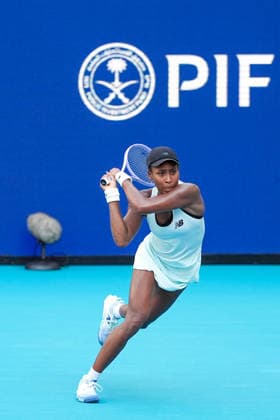 March 23, 2026, Miami Gardens, Florida, USA: Coco Gauff (USA) returns a shot to Sorana Cirstea (not pictured) during the women s fourth round singles match at the 2026 Miami Open presented by Itau at Hard Rock Stadium. TENNIS 2026: Miami Open.  - ZUMAw109 20260323_fap_w109_013 Copyright: xDebbyxWongx