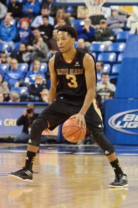 Nov. 14, 2012 - St. Louis, Missouri, United States of America - November 14th, 2012 - St. Louis, MO - U.S. - During a regular season contest between the St. Louis Billikins and the Santa Clara Broncos, Santa Clara guard BRANDON CLARK (3) dribbles the ball while looking for a play. Copyright: xRichardxUlreichx