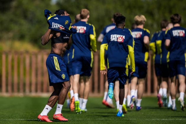 260324 Anthony Elanga of the Swedish national football team during a training session on March 24, 2026 in Valencia. Photo: Joel Marklund BILDBYRAN kod JM JM0805 bbeng fotboll football soccer fotball vm-kval FIFA World Cup, WM, Weltmeisterschaft, Fussball qualifier qualifier träning practice training sverige sweden sverige a Copyright: JOELxMARKLUND BB260324JM004
