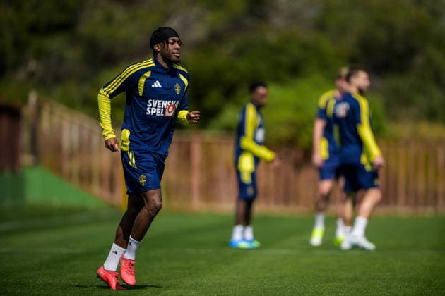 260324 Anthony Elanga of the Swedish national football team during a training session on March 24, 2026 in Valencia. Photo: Joel Marklund BILDBYRAN kod JM JM0805 bbeng fotboll football soccer fotball vm-kval FIFA World Cup, WM, Weltmeisterschaft, Fussball qualifier qualifier träning practice training sverige sweden sverige a Copyright: JOELxMARKLUND BB260324JM028