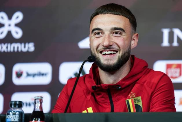 Belgium s Zeno Debast pictured during a press conference, PK, Pressekonferenz of the Red Devils, the Belgian national soccer team, in Tubize on Tuesday 24 March 2026. The team is preparing for its friendly games against the United States and Mexico. These games are preparation games of the 2026 World Cup. BRUNOxFAHY  x168760518x