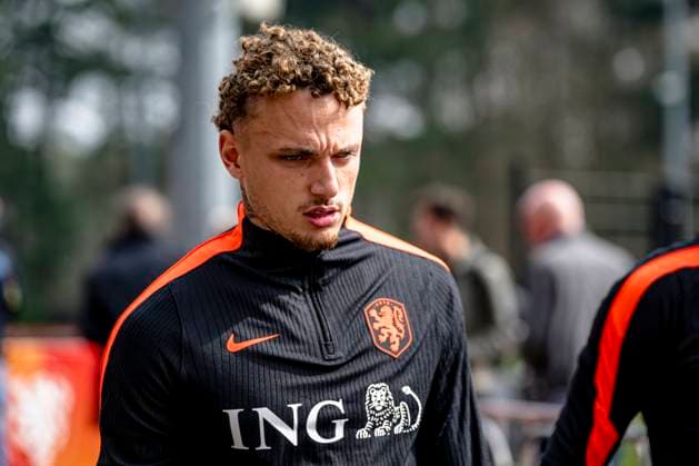 ZEIST - Noa Lang of the Netherlands during the training of the Dutch national football team at the KNVB Campus in the run-up to the World Cup friendly against Norway on March 24, 2026 in Zeist, the Netherlands. (Photo by Stefan Koops EYE4IMAGES DeFodi Images) -