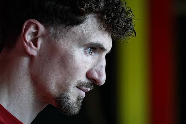 Belgium s Thomas Meunier pictured during a press conference, PK, Pressekonferenz of the Red Devils, the Belgian national soccer team, in Tubize on Tuesday 24 March 2026. The team is preparing for its friendly games against the United States and Mexico. These games are preparation games of the 2026 World Cup. BRUNOxFAHY  x168763611x