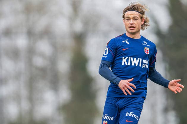260324 Patrick Berg of the Norwegian national football team during a training session on March 24, 2026 in Wijdewormer. Photo: Vegard Grott BILDBYRAN kod VG VG0899 bbeng fotball football soccer fotboll norge norway trening träning training practice amsterdam Copyright: VEGARDxGRoTT BB260324VG005