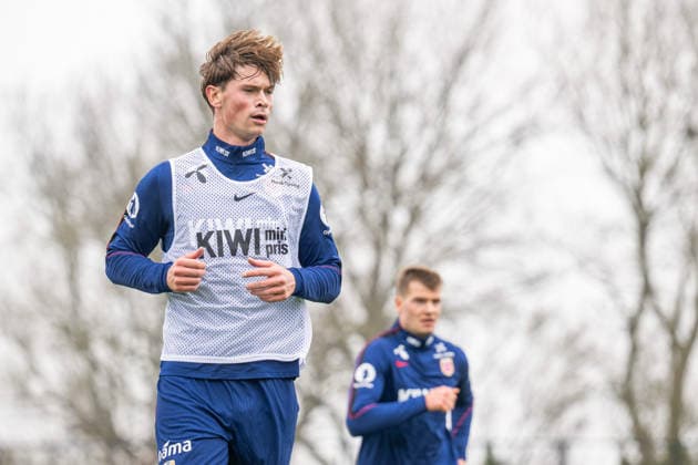260324 Henrik Falchener of the Norwegian national football team during a training session on March 24, 2026 in Wijdewormer. Photo: Vegard Grott BILDBYRAN kod VG VG0899 bbeng fotball football soccer fotboll norge norway trening träning training practice amsterdam Copyright: VEGARDxGRoTT BB260324VG007