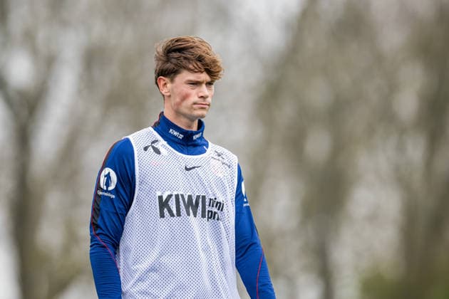 260324 Henrik Falchener of the Norwegian national football team during a training session on March 24, 2026 in Wijdewormer. Photo: Vegard Grott BILDBYRAN kod VG VG0899 bbeng fotball football soccer fotboll norge norway trening träning training practice amsterdam Copyright: VEGARDxGRoTT BB260324VG008