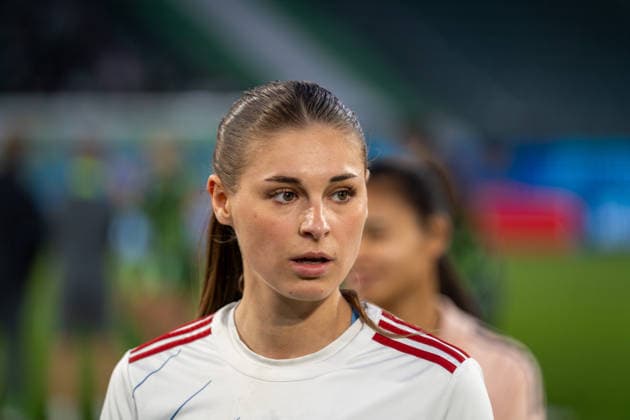 Deutschland, Fussball, UEFA, Womens Champions League, Viertelfinale, Hinspiel 2025 2026: VfL Wolfsburg - OL Lyonnes am 24.03. in Wolfsburg (Volkswagen Arena): Jule Brand (OL Lyonnes 29) Copyright: xSvenxHeidmannx