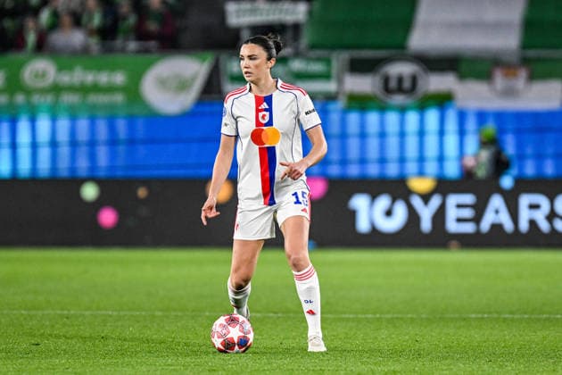 Fußball I Frauen I Saison 2025-2026 I Champions League I Viertelfinale I VfL Wolfsburg - OL Lyonnes I 24.03.2026 Ingrid Engen (15, OL Lyonnes) Freisteller, Nahaufnahme, Porträt, Portrait, Einzelfoto, Einzelbild, Körper Wolfsburg Volkswagen Arena Niedersachsen Deutschland Copyright: xLobeca InesxHähnelx
