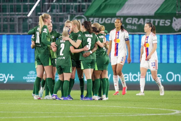 24.03.2026, xgrfx, Fussball UEFA Women s Champions League Viertelfinale , VfL Wolfsburg - Olympique Lyon v.l. Tor,, Lineth Beerensteyn zum 1:0 (VfL Wolfsburg) (DFL DFB REGULATIONS PROHIBIT ANY USE OF PHOTOGRAPHS as IMAGE SEQUENCES and or QUASI-VIDEO) Wolfsburg