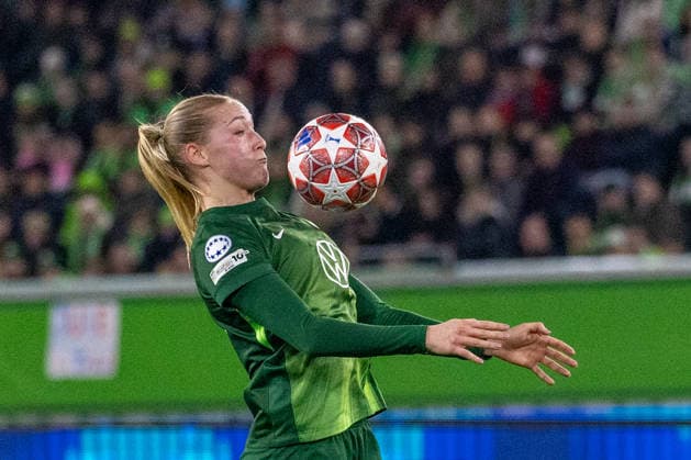 Deutschland: Fussball UEFA Women™s Champions League 2025 2026, Viertelfinale VfL Wolfsburg vs OL Lyonnes Volkswagen Arena (Wolfsburg): Küver Camilla (VfL Wolfsburg, 16) Copyright: xMichellexLukax