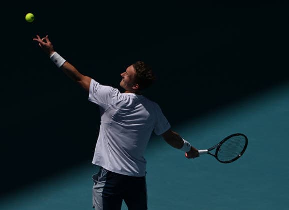 MIAMI GARDENS FL - MARCH 24: Jiri Lehecka Vs Taylor Fritz during The Miami Open held at Hard Rock Stadium on March 24, 2026 in Miami Gardens, Florida. Copyright: xmpi04x