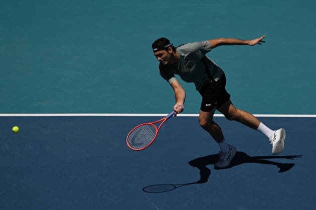 MIAMI GARDENS FL - MARCH 24: Jiri Lehecka Vs Taylor Fritz during The Miami Open held at Hard Rock Stadium on March 24, 2026 in Miami Gardens, Florida. Copyright: xmpi04x