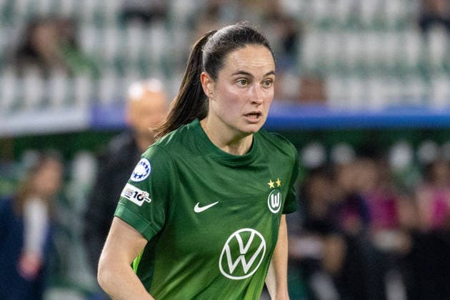 Deutschland: Fussball UEFA Women™s Champions League 2025 2026, Viertelfinale VfL Wolfsburg vs OL Lyonnes Volkswagen Arena (Wolfsburg): Dijkstra Caitlin (VfL Wolfsburg, 3) Copyright: xMichellexLukax