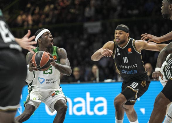 Dubai Basketball v Panathinaikos Aktor Athens - Euroleague SARAJEVO, BOSNIA AND HERZEGOVINA - MARCH 24: Kendrick Nunn (25) of Panathinaikos AKTOR Athens in action during the EuroLeague match between Dubai Basketball and Panathinaikos Aktor Athens at Zetra Arena on March 24, 2026 in Sarajevo, Bosnia and Herzegovina. Samir Jordamovic Anadolu Sarajevo Bosnia and Herzegovina. Editorial use only. Please get in touch for any other usage.  Copyright: x2026xAnadoluxSamirxJordamovicx