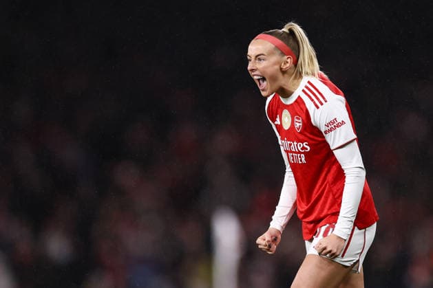 Arsenal v Chelsea Women 24 March 2026, London - UEFA Women s Champions League - Quarter Final - First Leg - Arsenal v Chelsea - Chloe Kelly of Arsenal celebrates their second goal - Photo: Jacques Feeney Offside. London UK Copyright: xJacquesxFeeneyx xOffsidexOffside