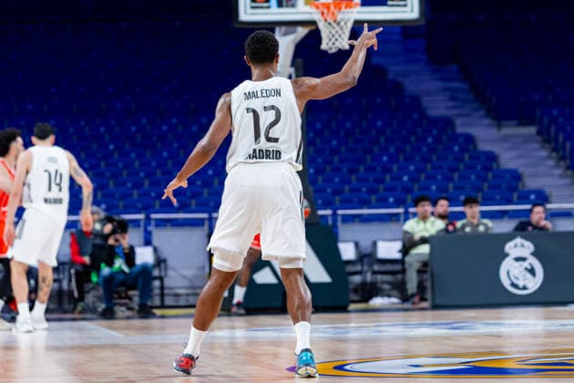 ESP: Real Madrid v Hapoel IBI Tel Aviv. Euroleague. Theo Maledon of Real Madrid during the Euroleague match, between Real Madrid and Hapoel IBI Tel Aviv played at Movistar Arena Stadium on March 24, 2026 in Madrid Spain Madrid Spain Basketball Copyright: xAlbaxPachecox xAgenciaxLOFx