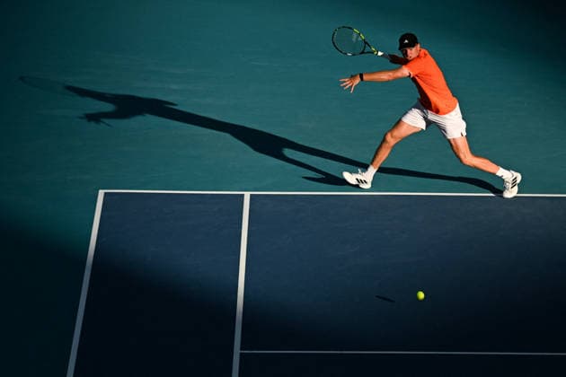 Itau Miami Tennis Open - Alex Michelsen Alex Michelsen (USA) during his fourth round match at the Itau Miami Tennis Open in Miami , USA, on March 24, 2026. Photo by Corinne Dubreuil ABACAPRESS.COM Miami United States  Copyright: xDubreuilxCorinne ABACAx