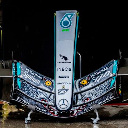 SUZUKA - The special Japan nose of Formula 1 driver George Russell s car or the Mercedes AMG-Petronas Formula One Team during the Formula 1 Japan Suzuka at the Suzuka Formula 1 circuit on March 25, 2025 in Suzuka, Japan. (Photo by DeFodi Images) -