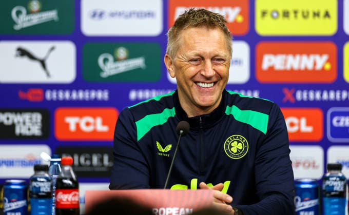Republic of Ireland press conference, PK, Pressekonferenz Fortune Arena, Prague, Czech Republic 25 3 2026 Manager Heimir Hallgrimsson Heimir Hallgrimsson 25 3 2026  Copyright: x INPHO BenxBradyx BB3_8344