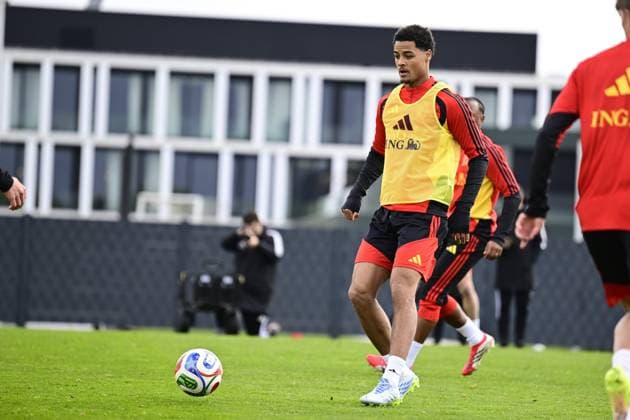 Belgian Red Devils - pre-World Cup 2026 training camp - training 25 03 2026 TUBIZE, BELGIUM - MARCH 25 : De Winter Koni defender of Belgium pictured during a training session at the training grounds of the Royal Belgian Football Association, in preparation to a mini-camp that will take place in the United States. There, the Belgian Red Devils, will play friendly games against the United States of America and Mexico as part of a pre-World Cup 2026 training camp on March 25, 2026 in Tubize, Belgium, 25 03 2026 Tubize Belgium  Copyright: xJanxDexMeuleneirx