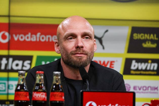 Dortmund, Deutschland: 25. März 2026 - Pressekonferenz - Vorstellung des neuen BVB Sportdirektors Ole Book Im Bild: Der neue BVB Sportdirektor Ole Book (BVB) bei der Pressekonferenz für seine Vorstellung ur Vorstellung des neuen Sportdirektors DFB regulations prohibit any use of photographs as image sequences and or quasi-photo