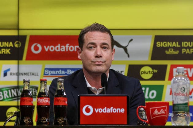 Dortmund, Deutschland: 25. März 2026 - Pressekonferenz - Vorstellung des neuen BVB Sportdirektors Ole Book Im Bild: Geschäftsführer Lars Ricken (BVB) bei der Pressekonferenz zur Vorstellung des neuen Sportdirektors DFB regulations prohibit any use of photographs as image sequences and or quasi-photo