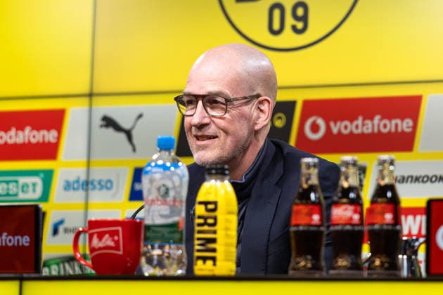 25.03.2026, Fussball, Pressekonferenz, Vorstellung des neuen Sportdirektors Ole Book (Borussia Dortmund). Geschäftsführer Carsten Cramer (Borussia Dortmund). Dortmund Signal Iduna Park NRW Deutschland xRHR-FOTO DEx