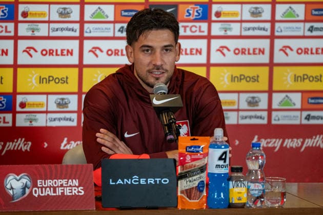 Jakub Moder Modziu seen during Official press conference, PK, Pressekonferenz and training of Polish National football team before World Cup 2026 play off semifinal game against Albania (Kazimierz Koper Ball Raw Images) Warsaw PGE Narodowy Poland Copyright: xKazimierzxKoperx KAZ_POL_TRA_2-91