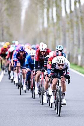 a group of riders pictured in action during the Ronde van Brugge men s elite one-day cycling race, 202,9 km from and to Brugge on Wednesday 25 March 2026. MAARTENxSTRAETEMANS  x168864097x